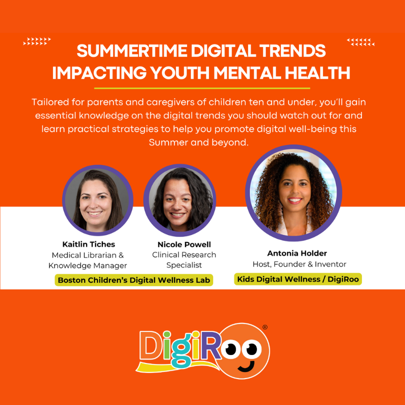 Banner for Kids Digital Wellness Webinar - Summertime Digital Trends Impacting Youth Mental Health.